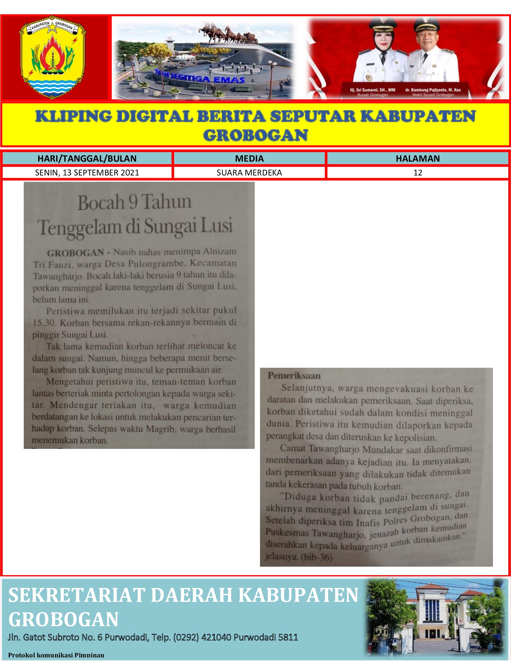 Bocah 9 Tahun Tenggelam Di Sungai Lusi Suara Merdeka 13.09.2021