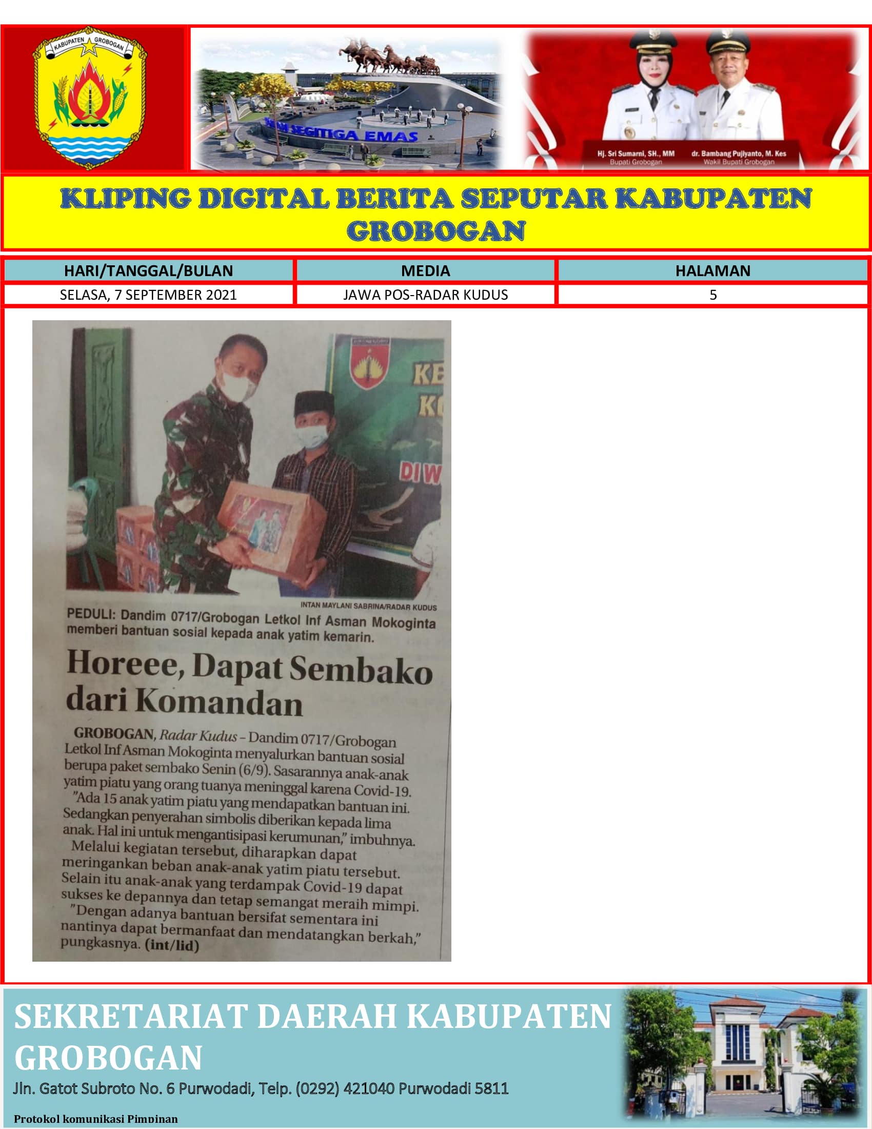 Horee Dapat Sembako Dari Komandan Radar Kudus 07.09.2021