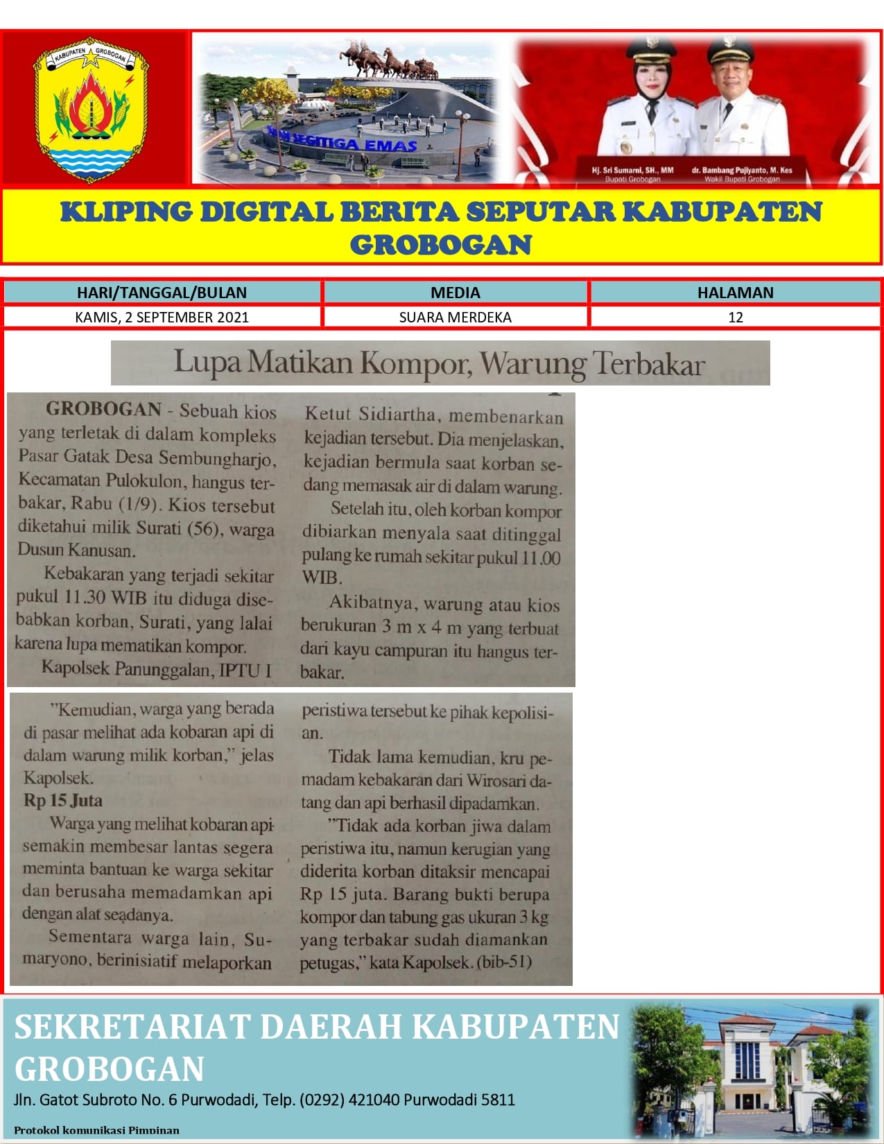 Lupa Matikan Kompor Warung Terbakar Suara Merdeka 2.09.2021