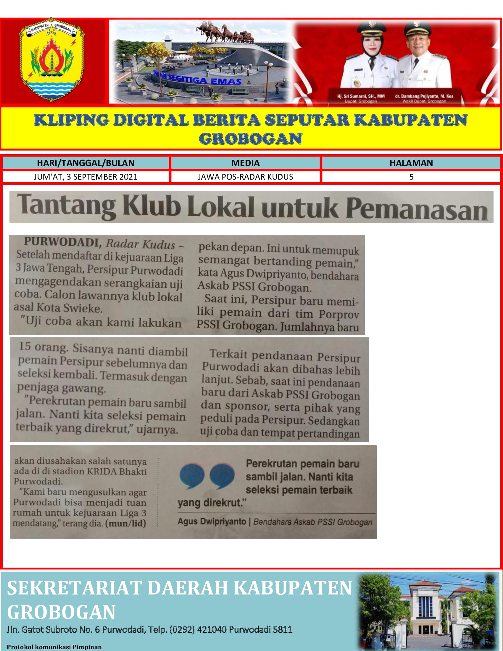 Tantang Klub Lokal Untuk Pemanasan Jawa Pos 3.09.2021 min