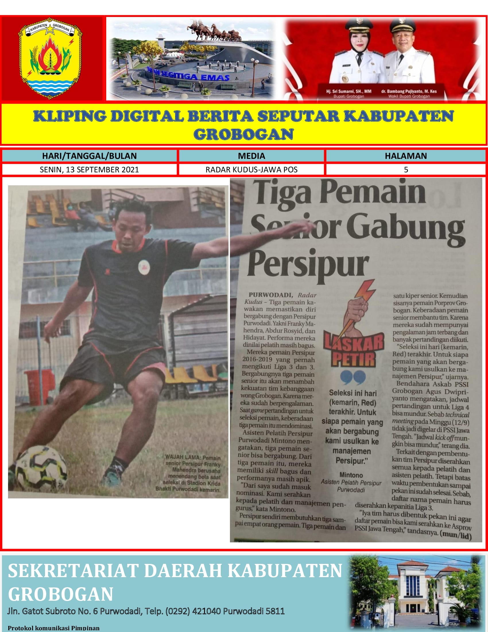 Tiga Pemain Senior Gabung Persipur Radar Kudus 13.09.2021