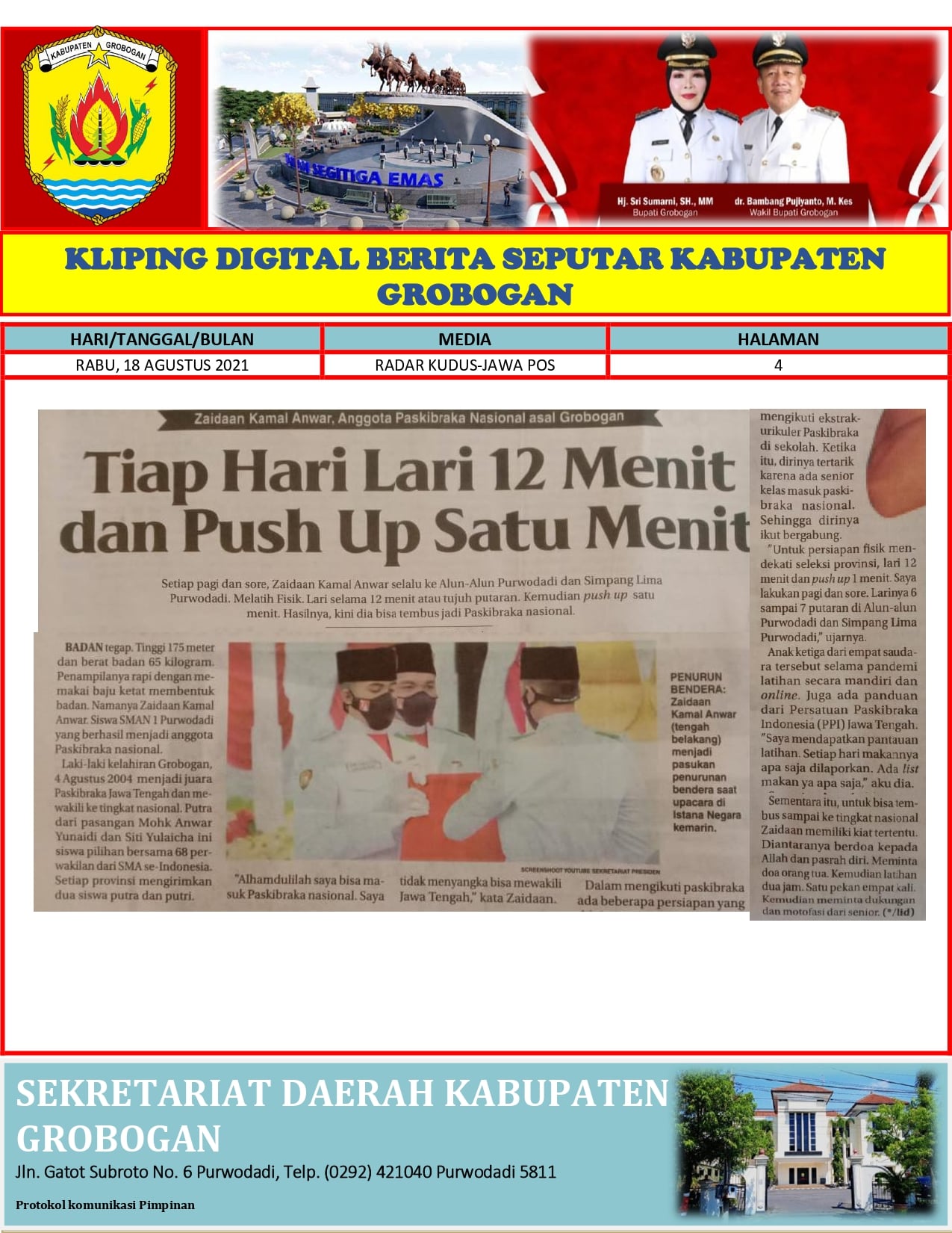 Zaidan Kamal Anwar Paskibraka Asal Grobogan Suara Merdeka 18.08.21 min